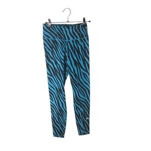 Nike Yoga Pants Women's Size XS Blue Black Zebra Stripes Tight Fit